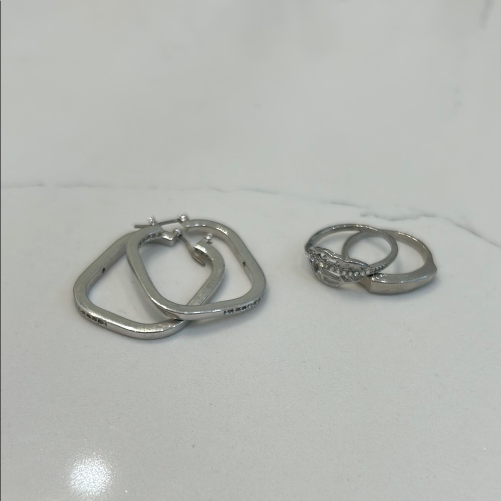 Silver Minimalist Hoop Earrings Set